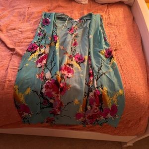 Ultra Pink Blue Floral Cover Up